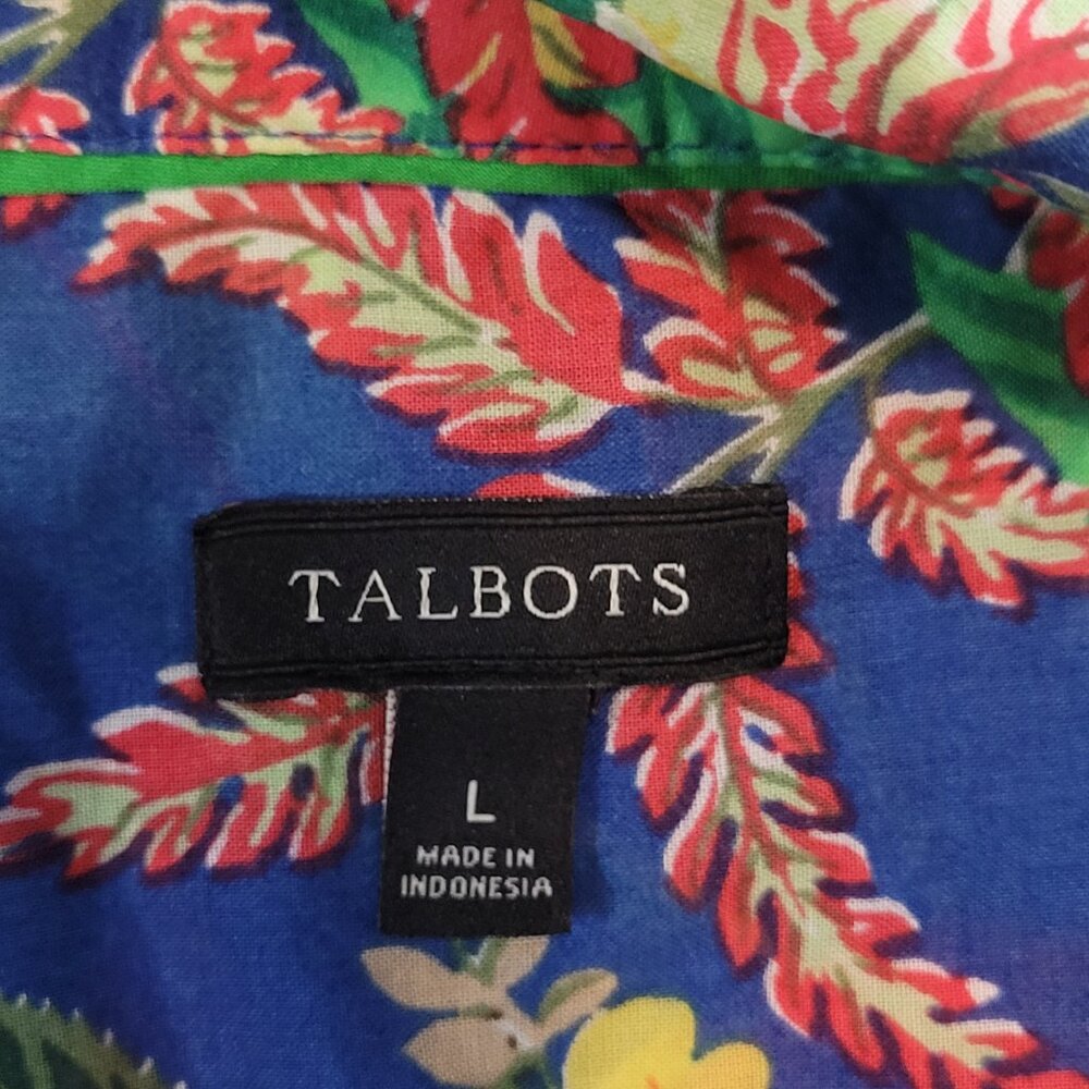 TALBOTS WOMENS TROPICAL PRINT COTTON BLOUSE SHIRT EUC L - Picture 9 of 9